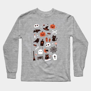 Cute Halloween Witch and Candy Pattern Long Sleeve T-Shirt